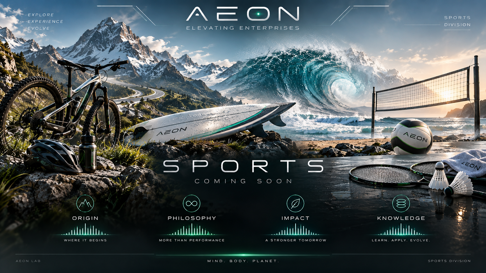 AEON Sports — cycling, surfing, volleyball and badminton